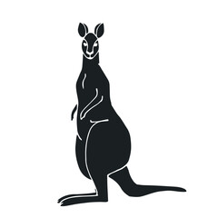 Silhouette, stencil of the Australian wild animal kangaroo.Vector graphics.