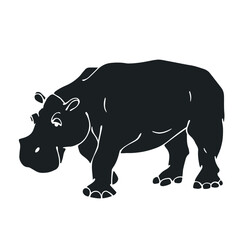 Silhouette, stencil of a wild, predatory animal hippopotamus.Vector graphics.