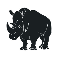 Silhouette, stencil of a wild, predatory animal rhinoceros.Vector graphics.