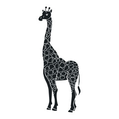 Silhouette, stencil of a wild animal of the African savanna giraffe.Vector graphics.