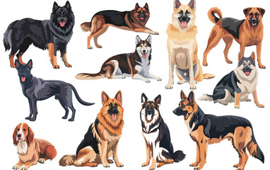 Set of dogs png group of dogs on white background,png