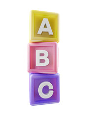 abc building blocks on transparent background