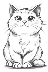 Obraz premium A black and white drawing of a cat