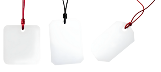 Conjunto de etiquetas brancas com cordão 