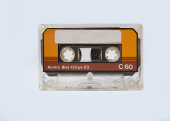 Retro audio cassette isolated on white