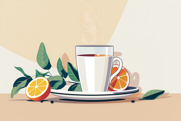 Citrus Tea in a Cup Illustration
