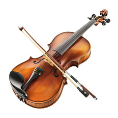 Violin With Bow and Two Strings