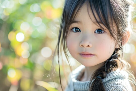 Playful Happy asian cute child. Happy childhood little kid. Generate ai