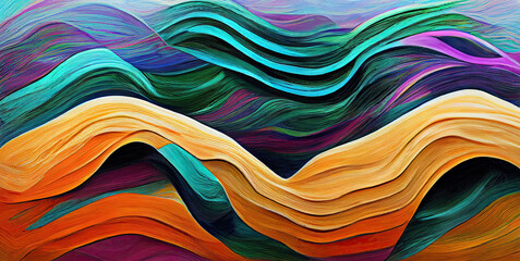 Abstract organic waves. Colorful art landscape with organic waves and shapes.