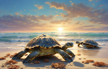 Turtle on the seashore
