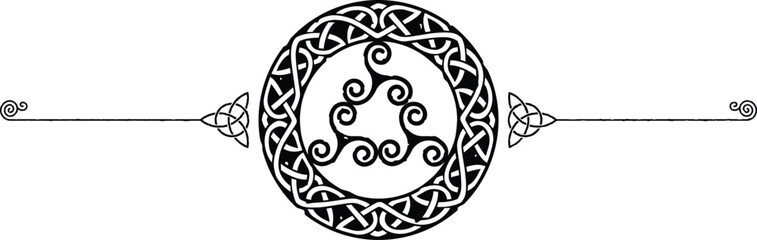 Elegant Celtic Symbols Header - Triquetra, Knot Ring, Triple Triskele - obrazy, fototapety, plakaty