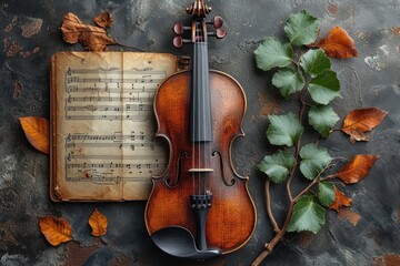 Artistic composition of a violin and sheet music, symbolizing the harmony of creativity