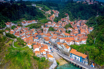Fototapeta na wymiar Aerial View over Cudillero, Principality of Asturias, Spain