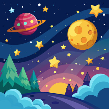 Planet and stars illustration