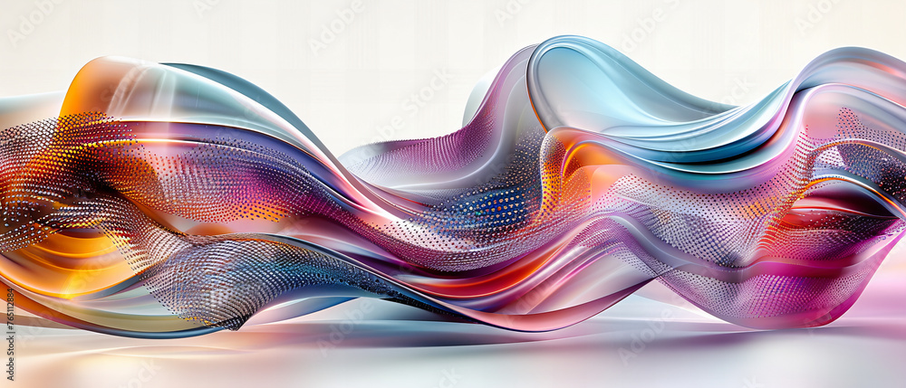 Poster digital waves: a vibrant journey through abstract shapes and fluid lines, illuminating the path of f