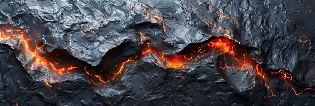 Dramatic Volcanic Eruption, a Powerful Display of Natures Force with Flowing Lava and Rising Smoke