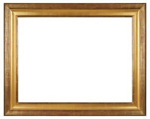 Golden picture frame on a transparent background, in PNG format.