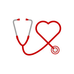 stethoscope heart icon. Stethoscope vector icon flat design for web icons, logo, sign, symbol, app, UI.