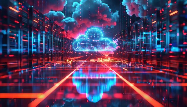 Scalability in the Cloud, the scalability of cloud computing with an image depicting virtual servers dynamically adjusting to accommodate varying workloads, AI