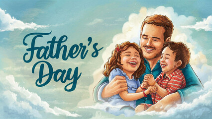 Happy Father Day Graphic Illustration Banner Template - obrazy, fototapety, plakaty
