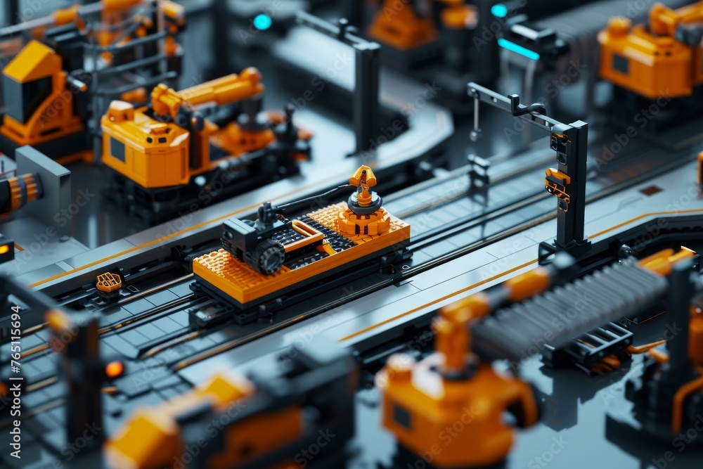 Poster automated assembly line background. future factory. generate ai