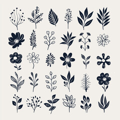 Monochrome Floral Illustrations Collection