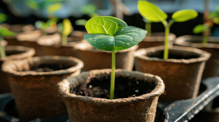 Green seedlings in biodegradable pots signal a fresh start in sustainable gardening.