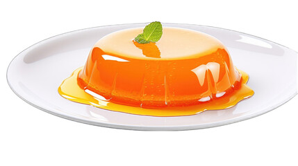 Create A High quality Fresh Shiny Orange jelly. Jelly candies orange in a jar on a white background