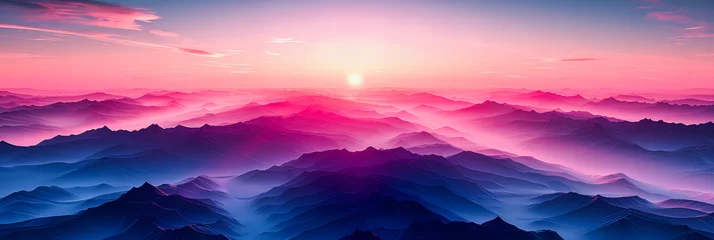 Fototapete Candy Pink Embraced by Dawns First Light, the Mountains Whisper Tales of Silence, Bathed in the Glow of Awakening