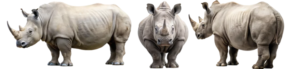 Deurstickers rhino with 3 different positions on a solid background © arri