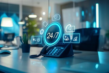 24 hour customer service concept