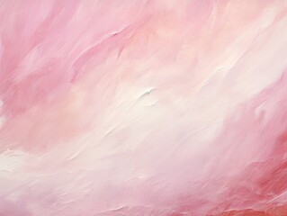 Pink and white painting with abstract wave patterns