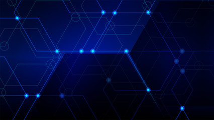 Obraz na płótnie Canvas digital technology background hexagon lines connection dots vector