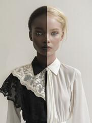 Dual Beauty: A Contrast of Fashion and Ethnicity