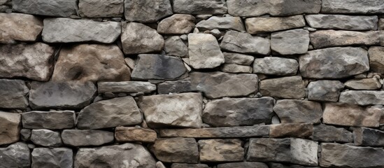 A bird is resting on top of a sturdy stone wall