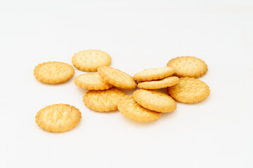 Cream cookies on white background
