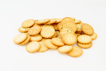 Cream cookies on white background
