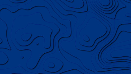 Blue topographic linear background for design, Blue lines on black background. Background of the topographic map. Abstract waves and shapes. - obrazy, fototapety, plakaty