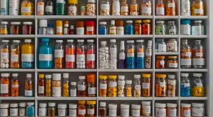 medicines in an organized manner - obrazy, fototapety, plakaty