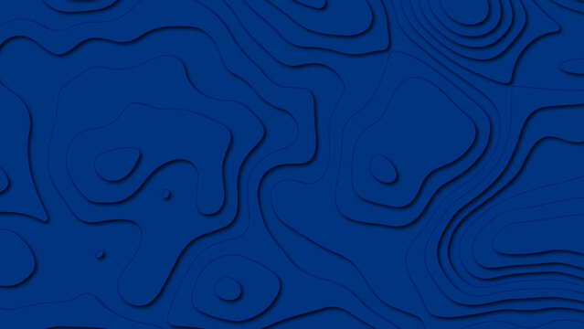 Blue topographic linear background for design, Blue lines on black background. Background of the topographic map. Abstract waves and shapes.