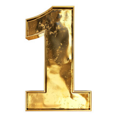 A gold number 1 with a rough texture. The number is surrounded by a white background. The number 1 is the only thing visible in the image
