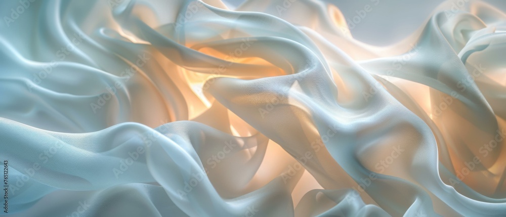 Poster a close up of a white fabric with some yellow in it. generative ai.