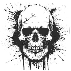 Obraz premium A detailed black and white skull illustration