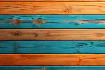 Orange and turquoise and brown painted dirty look wood wall wooden plank board texture background with grains and structures