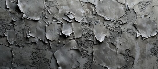 A close-up view of a deteriorating wall showing peeling paint layers