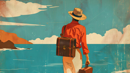 a retro-style poster inspired by vintage travel advertisements.