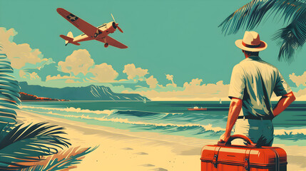 a retro-style poster inspired by vintage travel advertisements.
