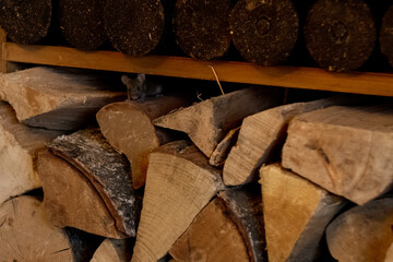 Mouse hiding in firewood