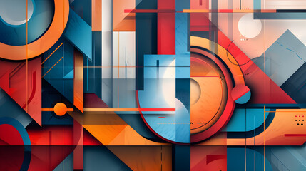 an abstract digital artwork using geometric shapes and bold color gradients.