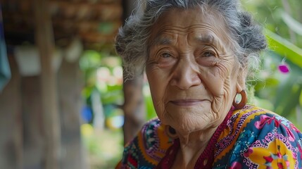 portrait of an old person. Central American Latina Grandma: A Portrait of Culture and Wisdom	
 - obrazy, fototapety, plakaty